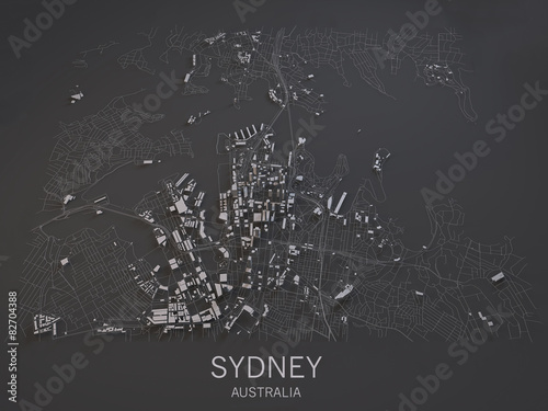 Cartina di Sydney, Australia, vista satellitare, mappa in 3d