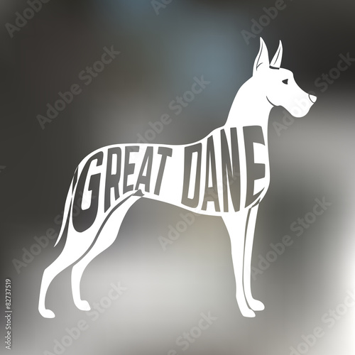 Creative design of great dane breed dog silhouette on colorful