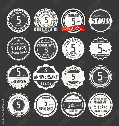 Anniversary retro labels 5 years collection