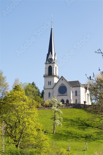 Reformierte Kirche von Adliswil im Frühling