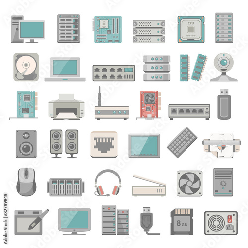 Flat Icons - Computer and Network Hardware