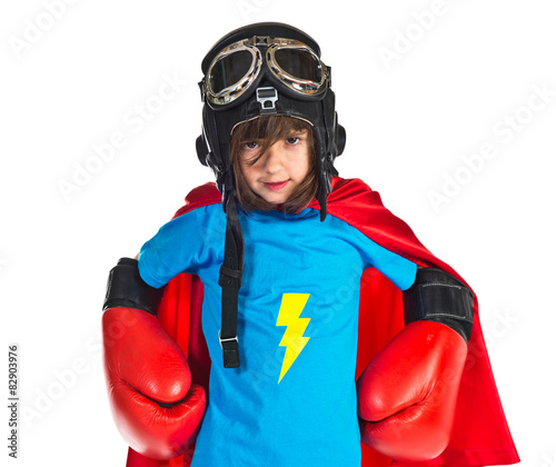 Girl dressed like superhero