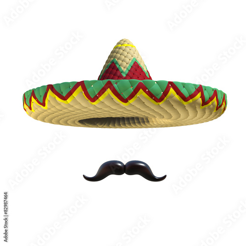 Mexican hat sombrero with mustache
