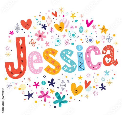 Jessica girls name decorative lettering type design