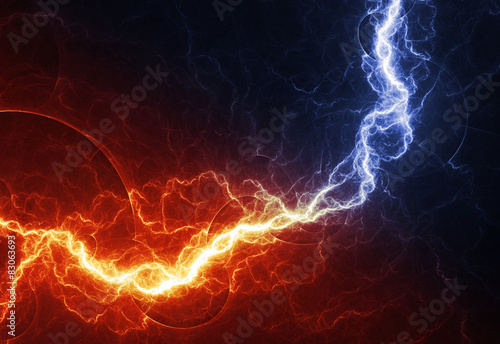 Fire and ice abstract lightning background