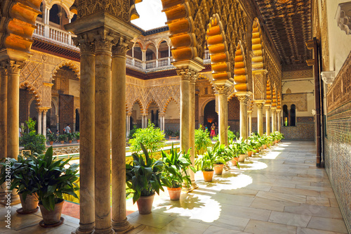 Alcázar de Sevilla, Patio de las Doncellas, Andalucía, España