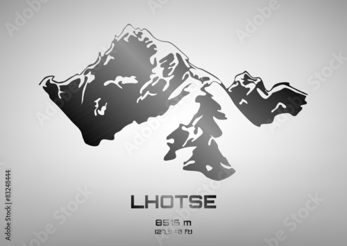 Outline vector illustration of steel Mt. Lhotse