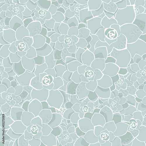 Vector silver gray succulents texture seamless pattern