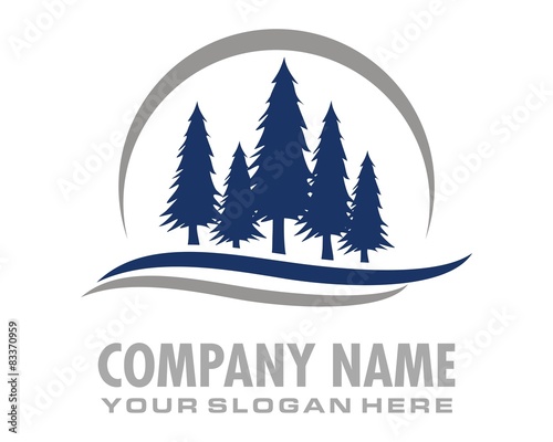 blue pine tree logo image vector