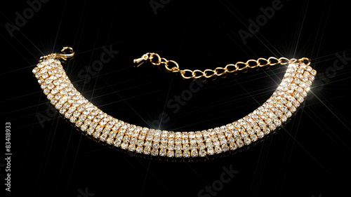 Gold Diamond Bracelet on Black Background