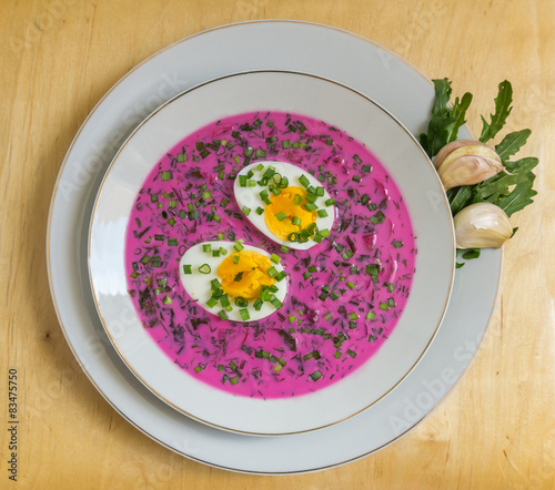 Cold beetroot soup with egg (chłodnik litewski) 