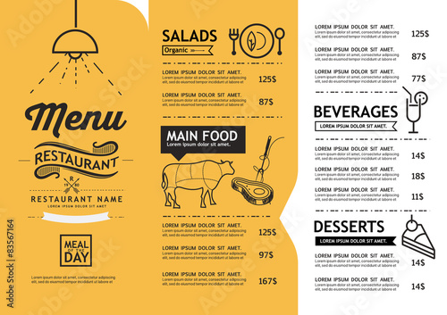 hipster and vintage art restaurant menu design template.