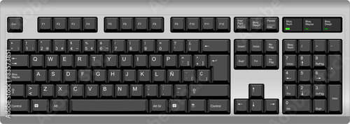 Spanish qwerty spanish SP computer silver keyboard