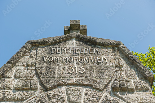 Schlachtdenkmal von Morgarten am Aegerisee, Zug, Schweiz