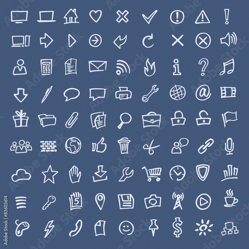 Doodle sketch web icons hand drawn (vector)