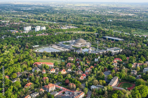 aerial view of wroclaw city suburbs