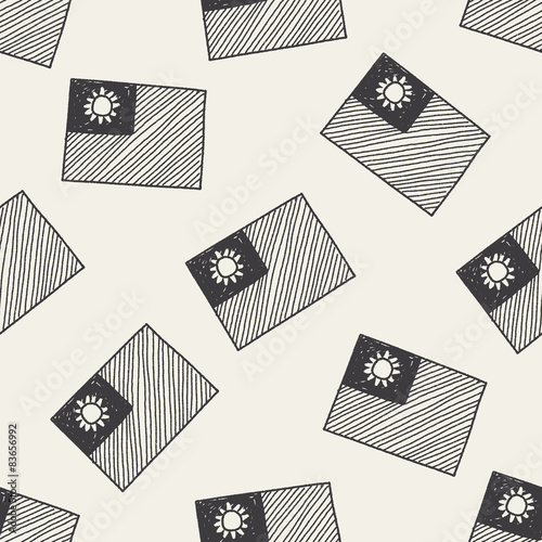 Taiwan flag doodle seamless pattern background