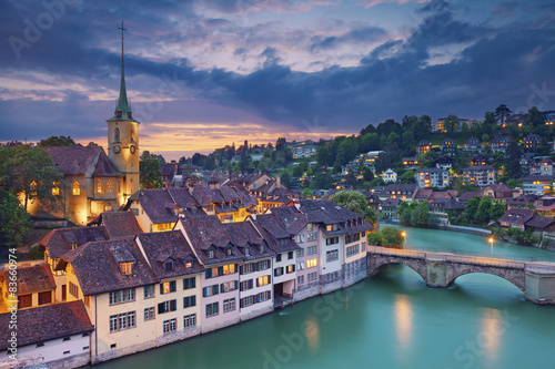 Bern. Image of Bern during dramatic sunset.