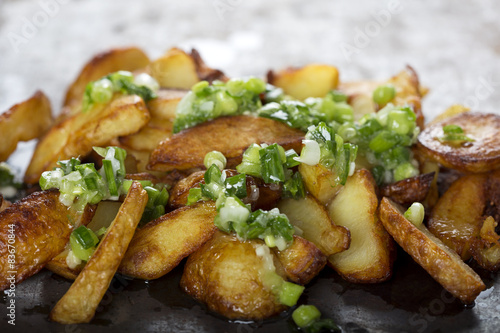 Fresh homemade fried potato wedges