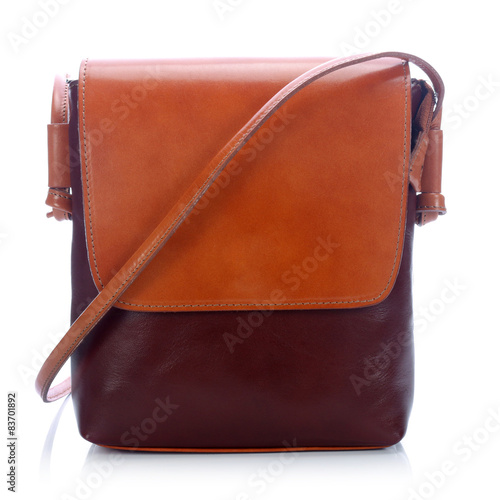 Teenager leather bag on a white background