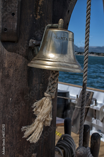 Metal bell on sailboat