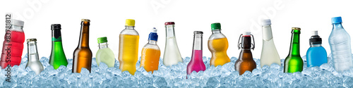 various beverages in crushed ice