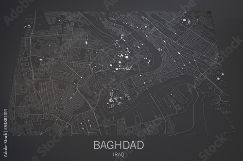 Cartina di Baghdad, vista satellitare, 3d