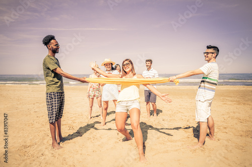 Friends playing at limbo