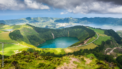 Beautiful lake of Sete Cidades, Azores, Portugal Europe 
