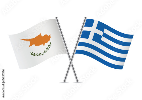 Greece and Cyprus flags. Vector illustration.