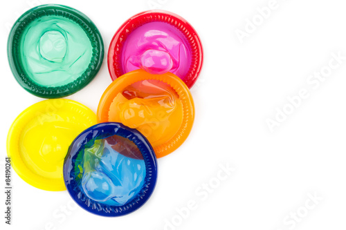 colorful condom from topview