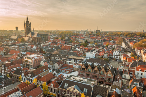 View of old Dutch city of Delft