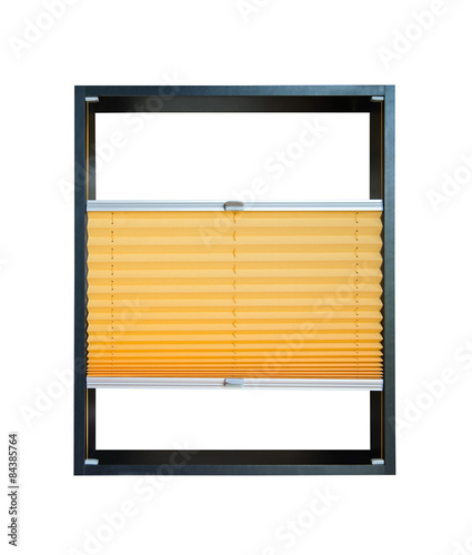 Pleated blind partially opened - yellow color