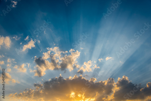 cloud and sky with sun beam light , amazing cloud photo of country side of Thailand