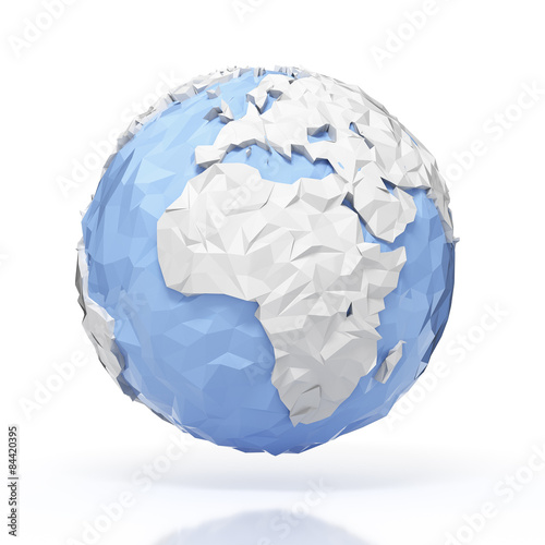 Planet Earth globe - origami style - isolated with clipping path