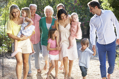 Three Generation Family On Country Walk Together