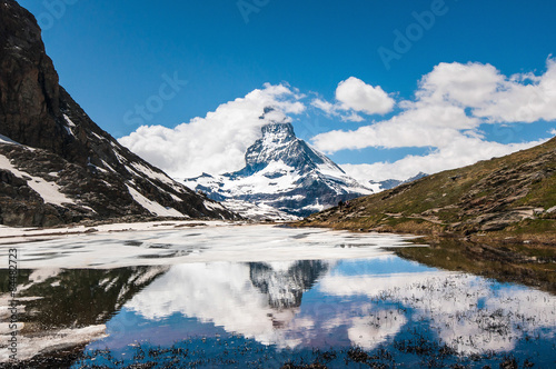 Reflection of Matterhorn in the swiss alps