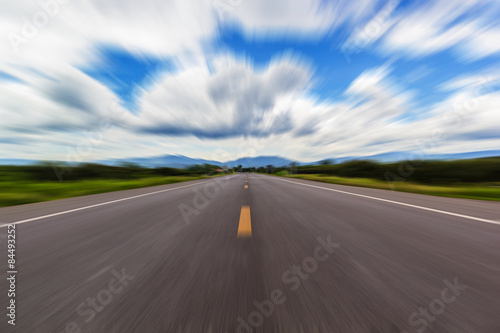Motion blur of a rural road to infinity