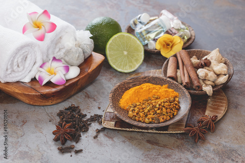 Spa. Some of spices used in traditional Balinese treatments 