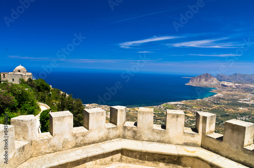 Viewpoint from Venus castle to Monte Cofano, at Erice, Sicily