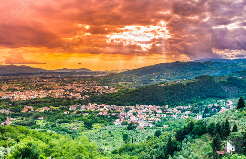 Tuscany panoramic landscape.Montecatini, Pistoia,Tuscany, Italy