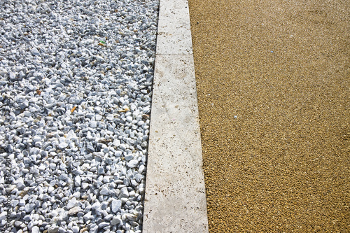 Detail of a floor in colored gravel