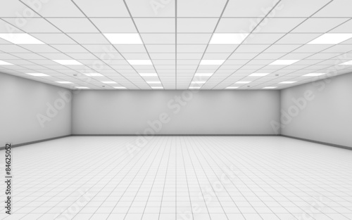 Wide empty office room interior with white walls 3 d