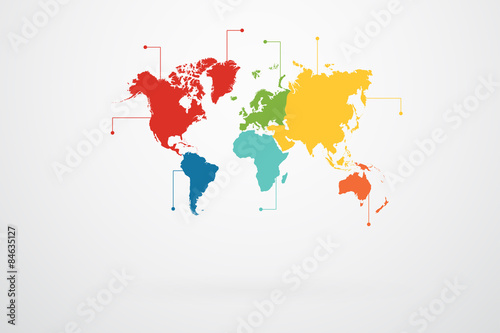 World Map Continents Infographic Vector