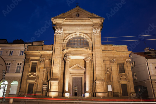 Saint Paul Conversion Church by Night in Krakow