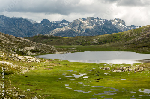 Lac De Nino in Corsica with mountains in the background