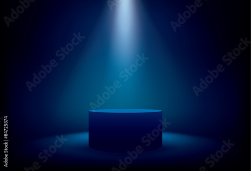 Illuminated stage showcase with lights, vector background