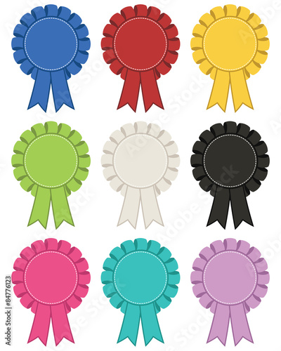 Clipart vector set of multi colored rosette decorations with copy space isolated on white