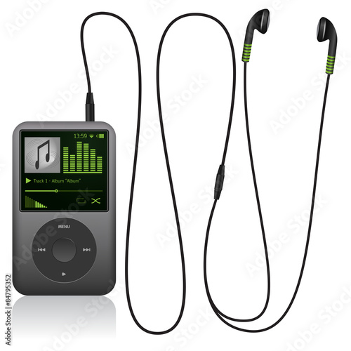 Realistic mp3 player on the white background. Vector illustration.