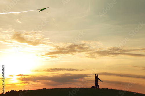 A man launches a kite